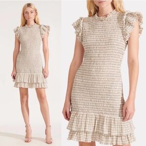 NWT Veronica Beard Cici Dress in tan and aqua gingham